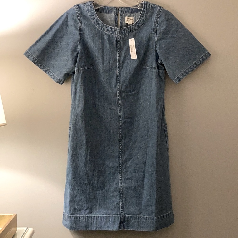 NWT J. Crew Short Sleeve Denim Dress, Size 2
